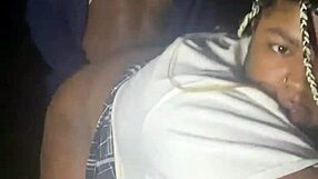 Sexy BBW Ebony Sucks Huge Cock Then Gets Pounded in Dark Forest Creepiness!