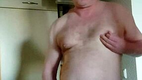 horny nylon boy masturbates small cock with morning coffee naked