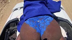 Class hoe screams on big black cock doggystyle outdoors