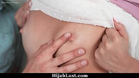 hijab teen 18+ and shy friend compete riding monster cock cowgirl to rough orgasm