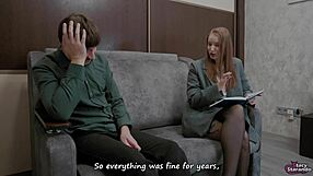 Doctor, I can't get hard... sexologist fucks me hard and takes my surprise creampie inside her