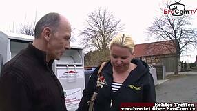 Lonely German Grandpa Picks Up Curvy Housewife for Street Fuck