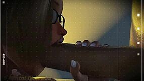 The curvy cartoon MILF drops to her knees for a sloppy blowjob on the eager teen turning 18