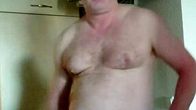 horny nylon boy masturbates small cock with morning coffee naked