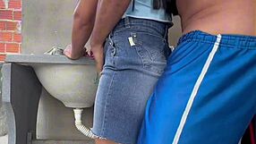 Big butt wife in skirt begs anal fuck while washing!