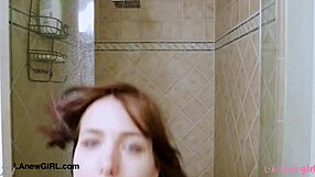 Sweet 18+ teen brunette strips for daddy photoshoot interview then takes shower on casting sofa!