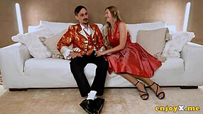 hey check out this kinky blonde with massive tits in stockings getting her shaved pussy licked in orgy