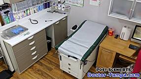 doctor tampa makes ebony cheerleader solana spread pussy during humiliating physical