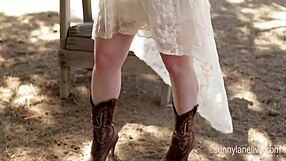 i see sunny lane teasing cowgirl outdoors