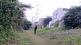 naughty redhead flashes shaved pussy no panties in public park tease