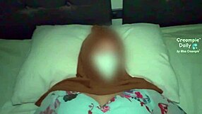 plump asian milf's hijab ripped for juicy shaved pussy creampie missionary