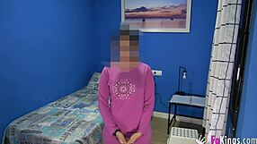 Shy brunette films her friend with black boyfriend at home casually