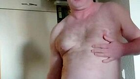 horny nylon boy masturbates small cock with morning coffee naked