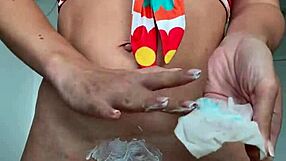 i strip outdoors shower wet then shave my smooth pussy bare