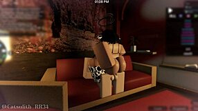 she fucks wild on sofa in cow costume with her follower part 1