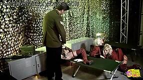 Three Big Tits Blondes Ride Stud in Retro Uniforms