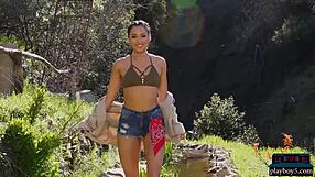 Petite Mixed Race Asian Babe Alexandra Young Strips Lingerie Softcore