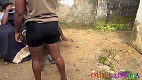 naughty uganda girlfriend squirts wildly on my big cock during outdoor chair sex