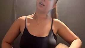 horny bbw blonde teen plays with natural tits outdoors using nipple clamps