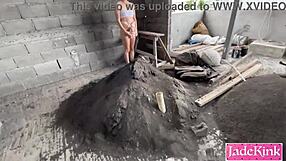 Sucking PERVERT CONSTRUCTION WORKER'S BIG COCK on site? 