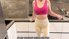 stepson hammers busty russian stepmom's tight pussy while stepdad's gone