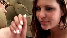 Blonde Cutie Slobs on Shaved Monster Cock with Big Tits Bouncing