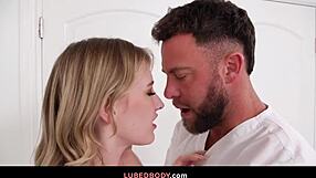 hey client you won't believe the nuru oil massage turning into a slippery footjob on my big cock at the parlor