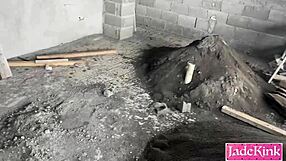 Sucking PERVERT CONSTRUCTION WORKER'S BIG COCK on site? 