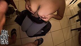 Girlfriend catches me stroking cock after work