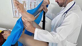 the naughty wife lets the gynecologist finger her wet pussy during exam