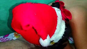 My young Latina stepdaughter gifts incredible Christmas blowjob homemade