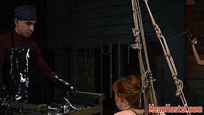 Bound Redhead Teen Gags on Cock in Rough Banging Session