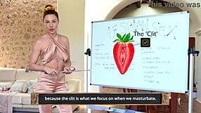 Teacher demonstrates hot lesbian scissoring techniques up close