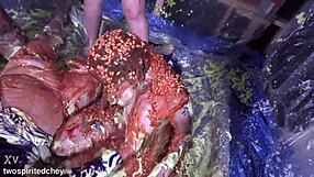 Cum Covered Cosplay Babe Messy Facial Handjob Huge Cock Teasing Foreplay