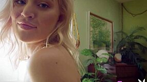 Big Tits Blonde Babe's Passionate Lingerie Striptease Leads to Sexy Posing and Naked Tease