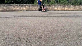 😈 chubby latina bends over fucks bareback in public street voyeur gaping ass!