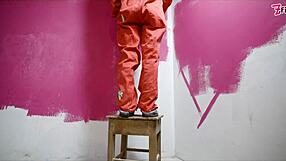 She stretches her workwear ass with toys gapes wide and squirts hard