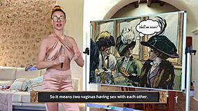 Teacher demonstrates hot lesbian scissoring techniques up close