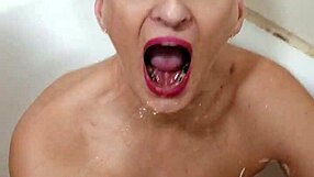 German whore Sandra drinks my golden shower piss eagerly