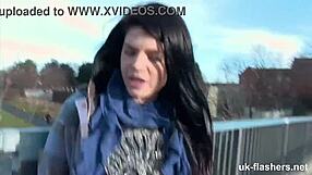 Pissed Off Horny British Exhibitionist Flashing Shaved Pussy Fingering Masturbating on London Streets