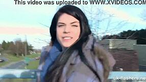 Pissed Off Horny British Exhibitionist Flashing Shaved Pussy Fingering Masturbating on London Streets