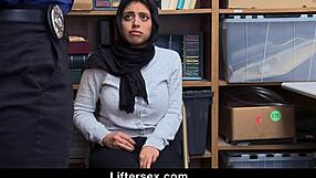 Busty sexy arab teen caught stealing bent over fucked doggystyle hardcore big tits garage