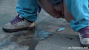 Pissed Off Horny British Exhibitionist Flashing Shaved Pussy Fingering Masturbating on London Streets