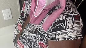 we sneak from halloween party to creampie this big tit ebony milf's fat ass