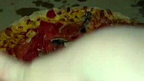 Saudi arabian snowwhite teen masturbates with pizza. Chocolate ice cream and cheese make her squirt kinky