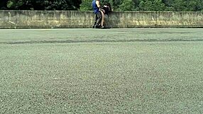 😈 chubby latina bends over fucks bareback in public street voyeur gaping ass!