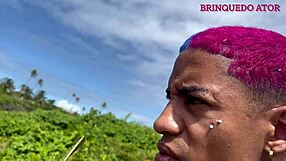 Petite latina teen bends over poolside for interracial creampie after shower fingering