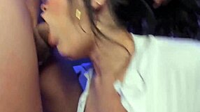 Cute Glasses Girl DEEPTHROATS Monster Cock SLOPPY Blowjob SPIT!