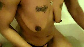 Ebony milf shaves smooth then relaxes in warm bath