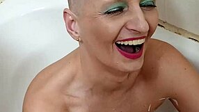 German whore Sandra drinks my golden shower piss eagerly